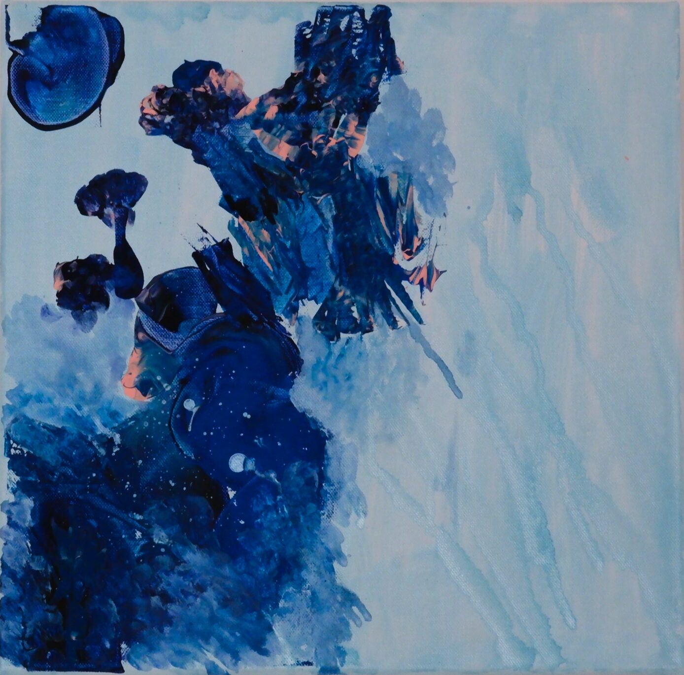 alyce mojoy larmes bleus 2025 acrylic and aquarel on canvas 40 × 40 cm